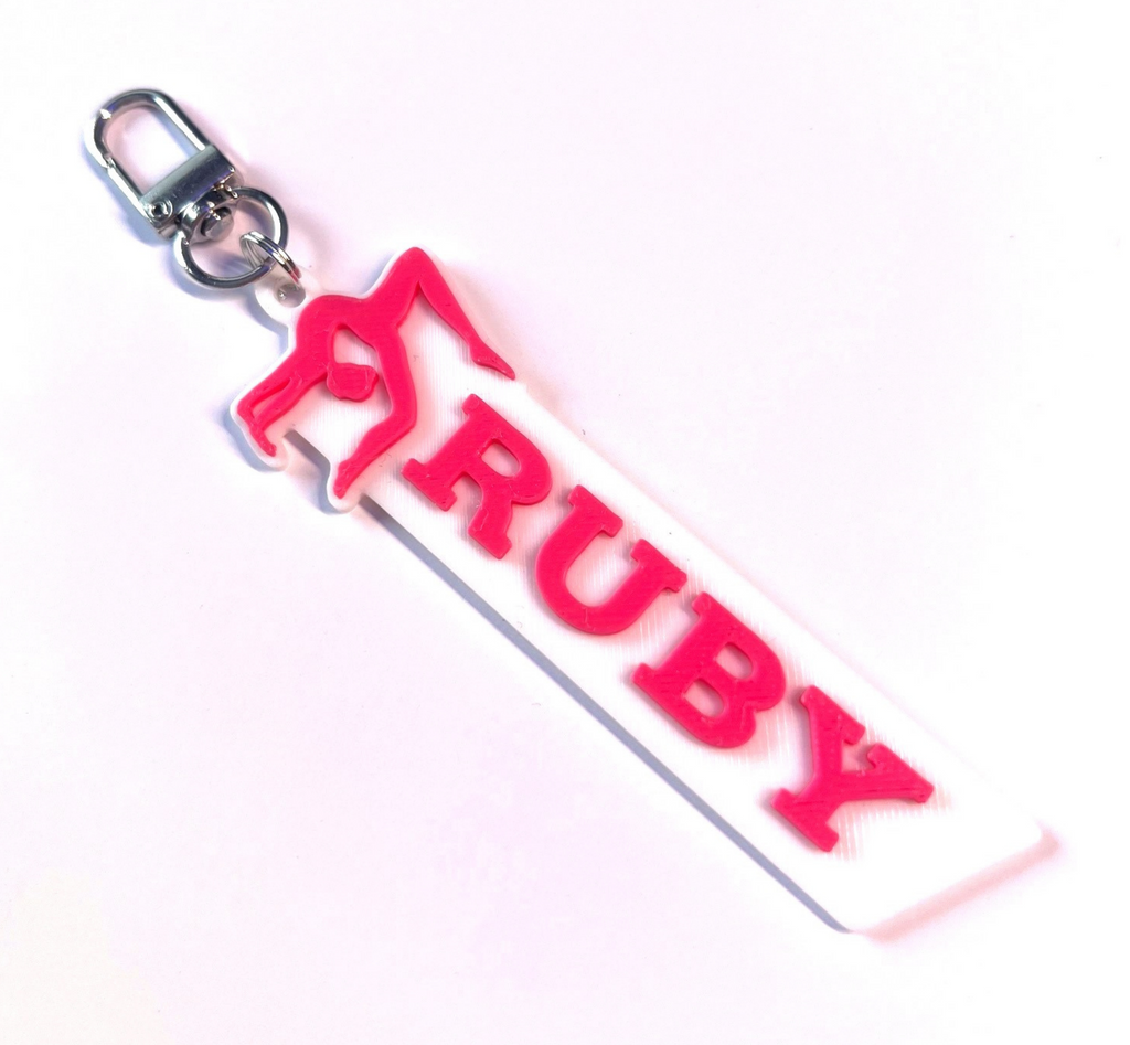 Custom Gymnastics, Gymnast Keychain, Keyring, Bag Tag, Name Tag, 3D Printed