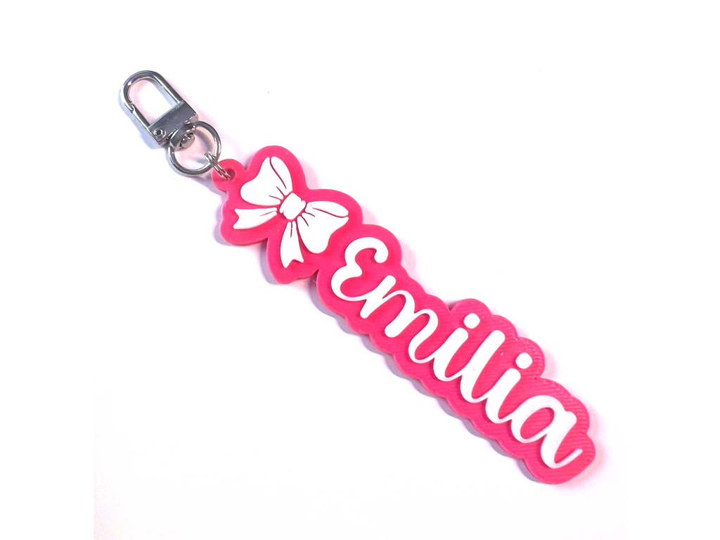Custom Bow Keychain, Keyring, Bag Tag, Name Tag, 3D Printed