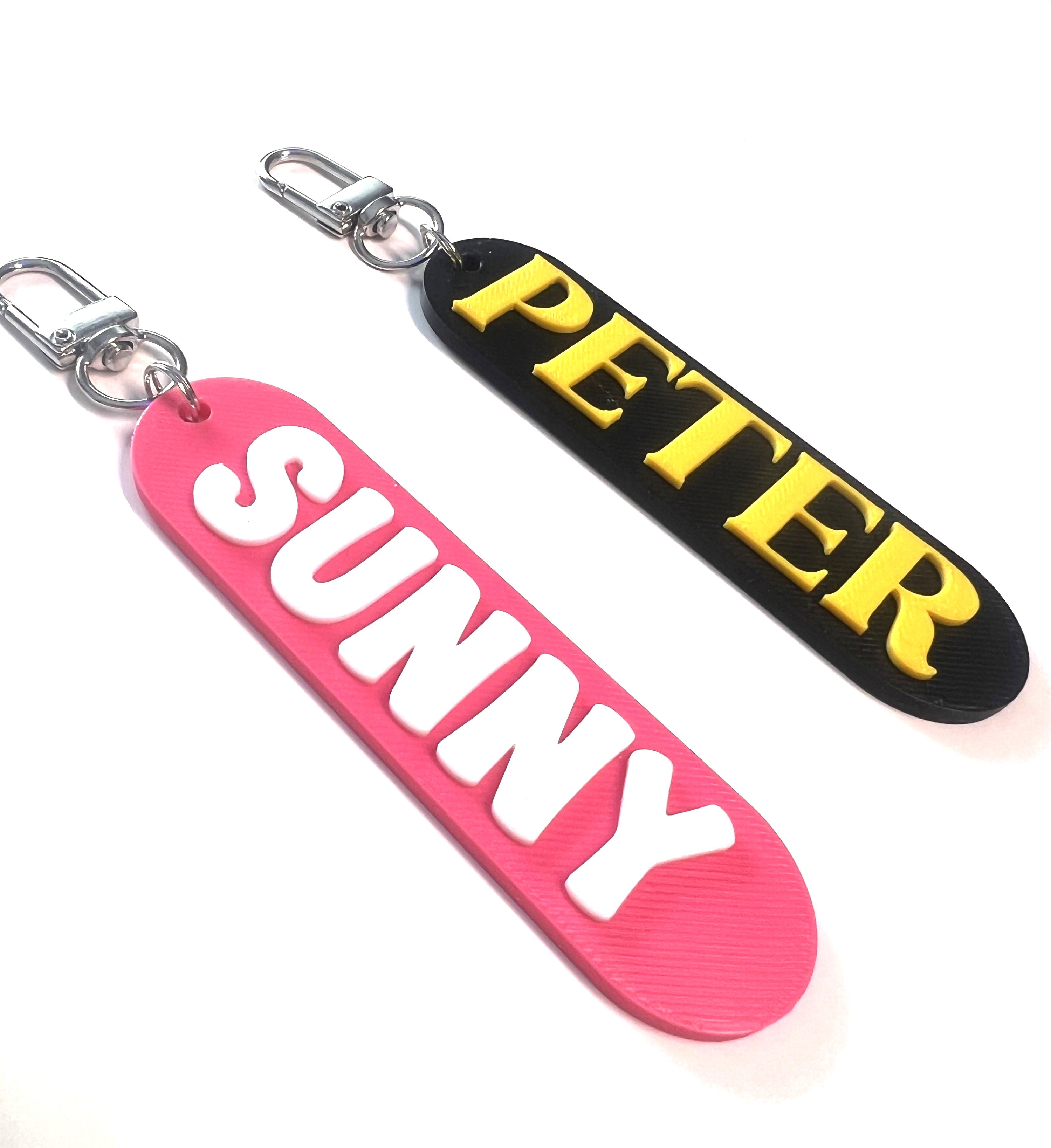 Custom name Keychain, Keyring, Bag Tag, Name Tag, 3D Printed