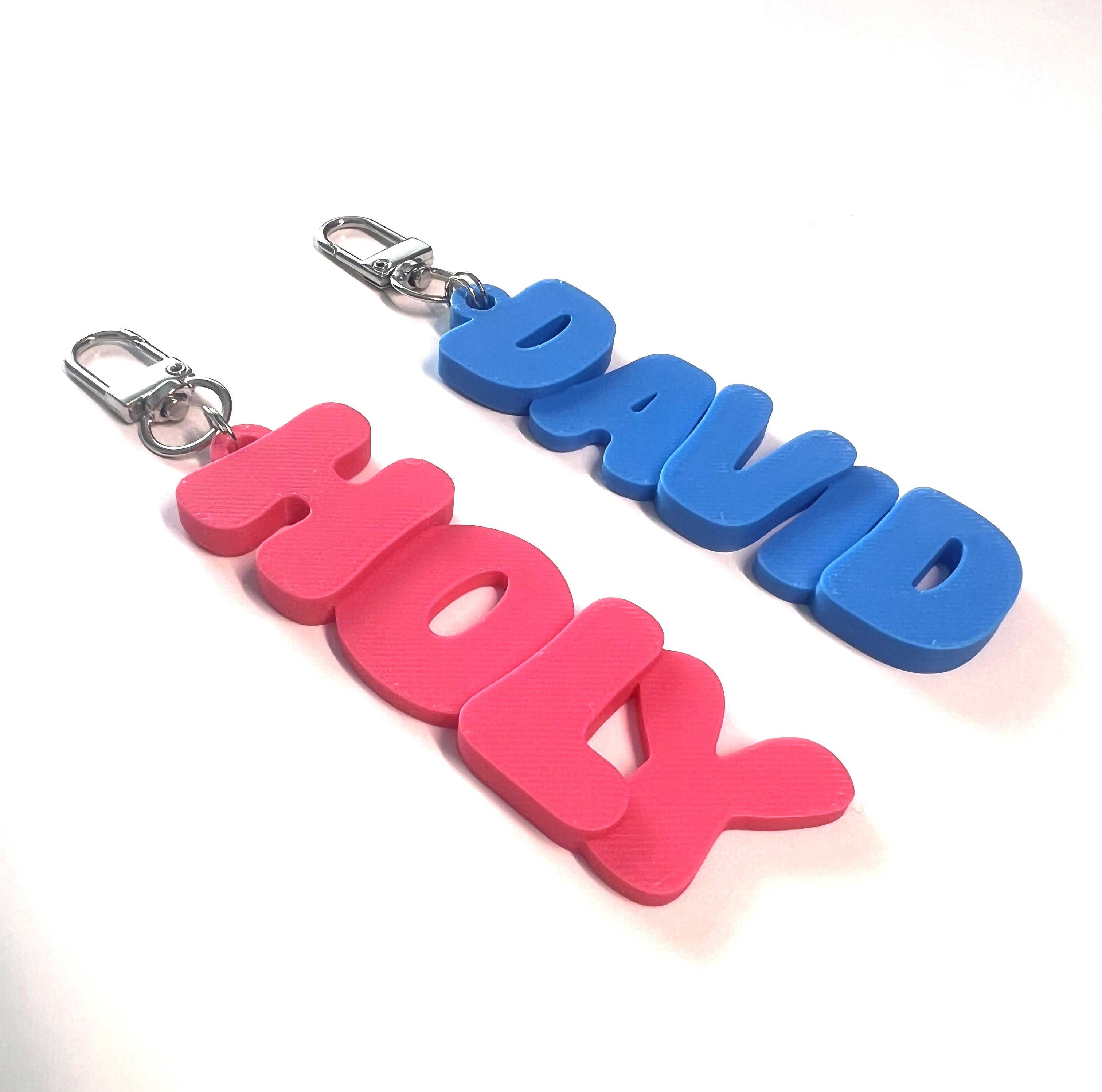 Custom name Keychain, Keyring, Bag Tag, Name Tag, 3D Printed