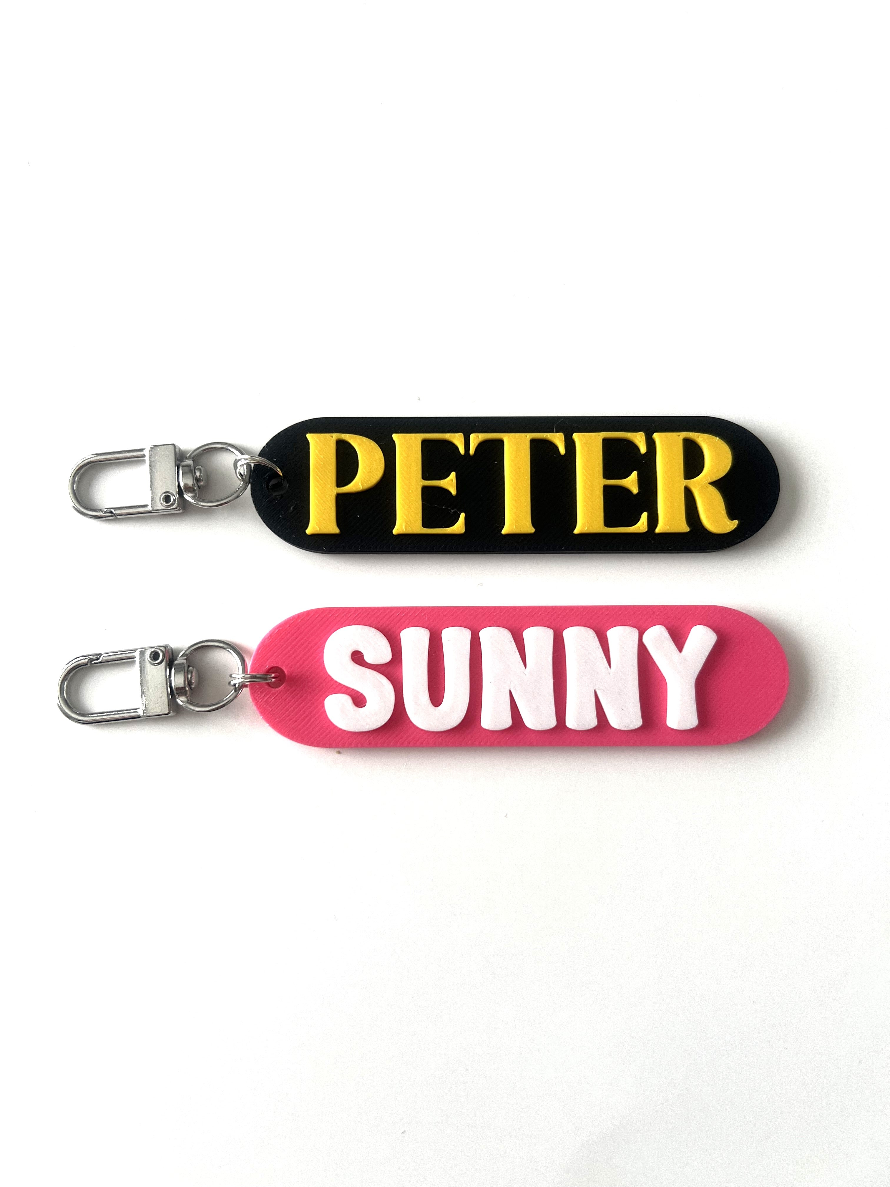 Custom name Keychain, Keyring, Bag Tag, Name Tag, 3D Printed