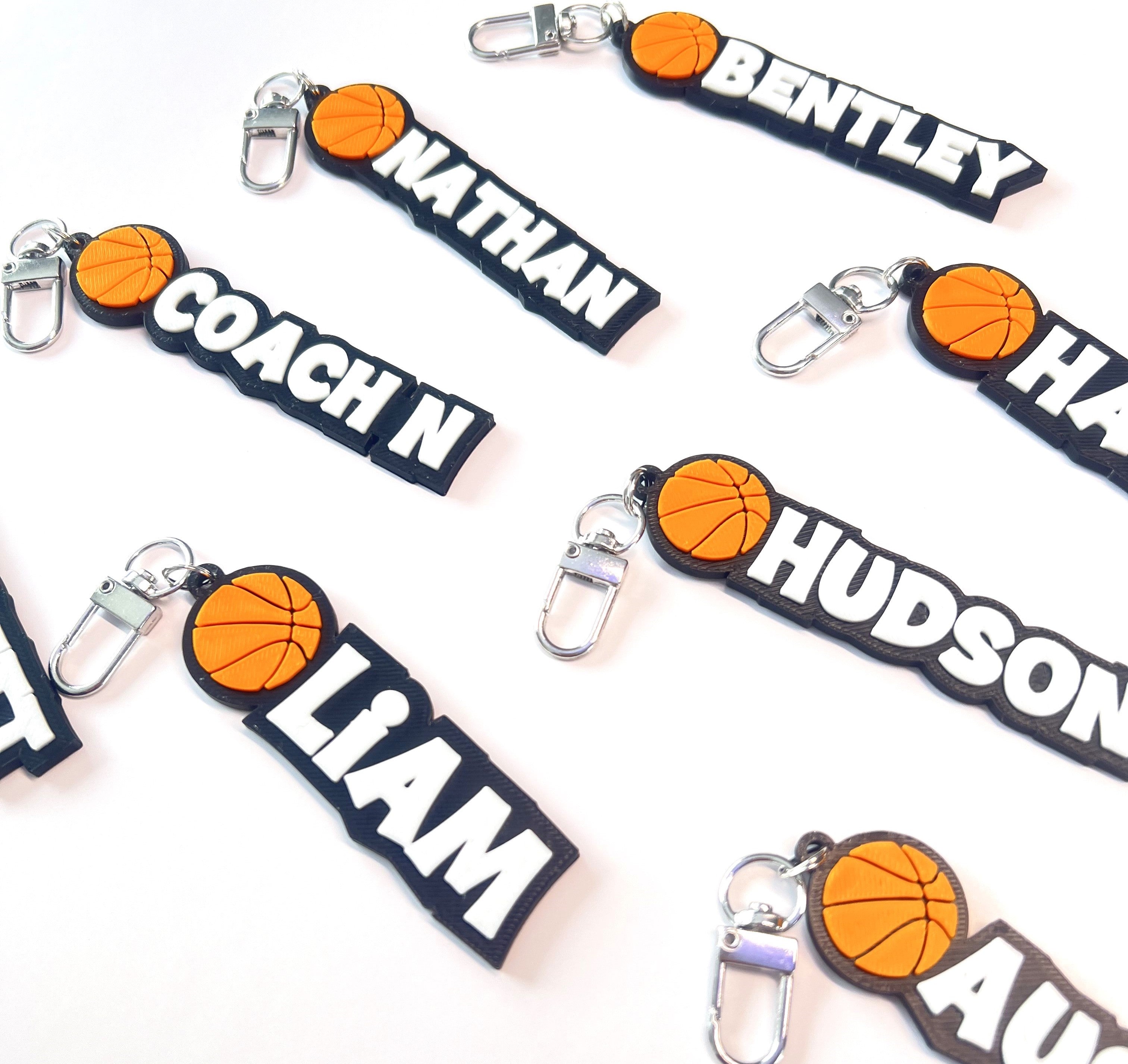 Custom Basketball Keychain, Keyring, Bag Tag, Name Tag, 3D Printed