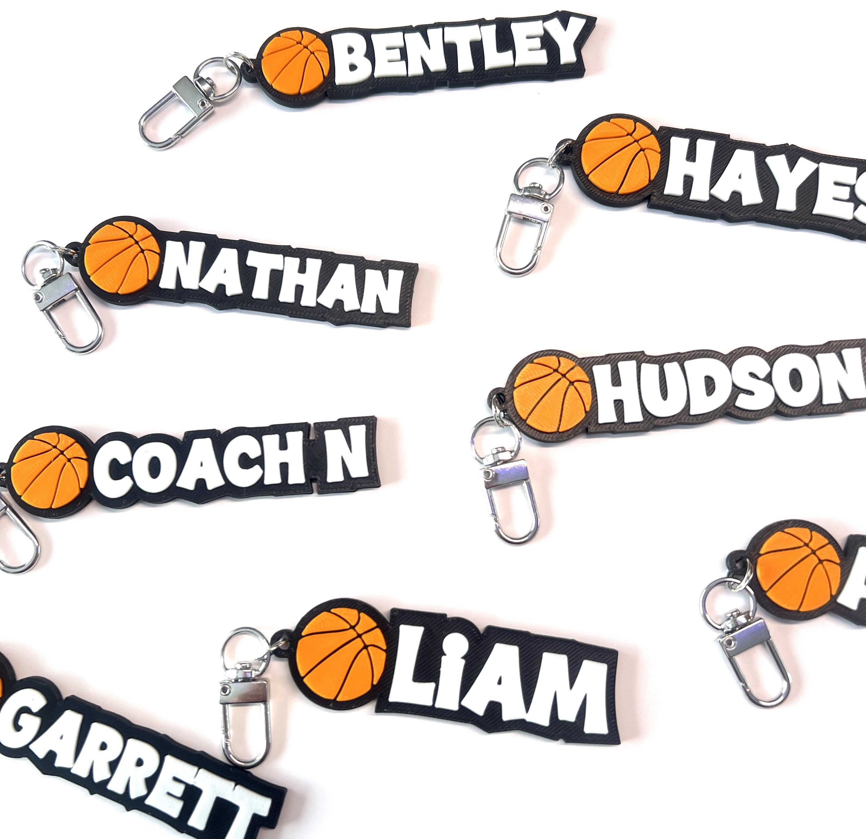 Custom Basketball Keychain, Keyring, Bag Tag, Name Tag, 3D Printed