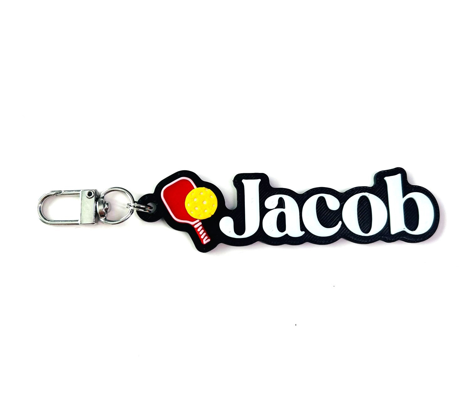 Personalized Pickle ball Keychain, Keyring, Bag Tag, Name Tag, 3D Printed