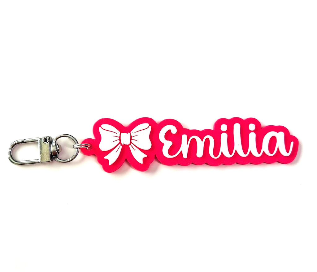 Custom Bow Keychain, Keyring, Bag Tag, Name Tag, 3D Printed
