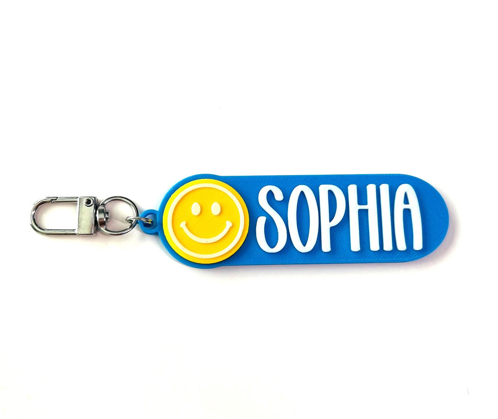 Custom Smily face Keychain, Keyring, Bag Tag, Name Tag, 3D Printed