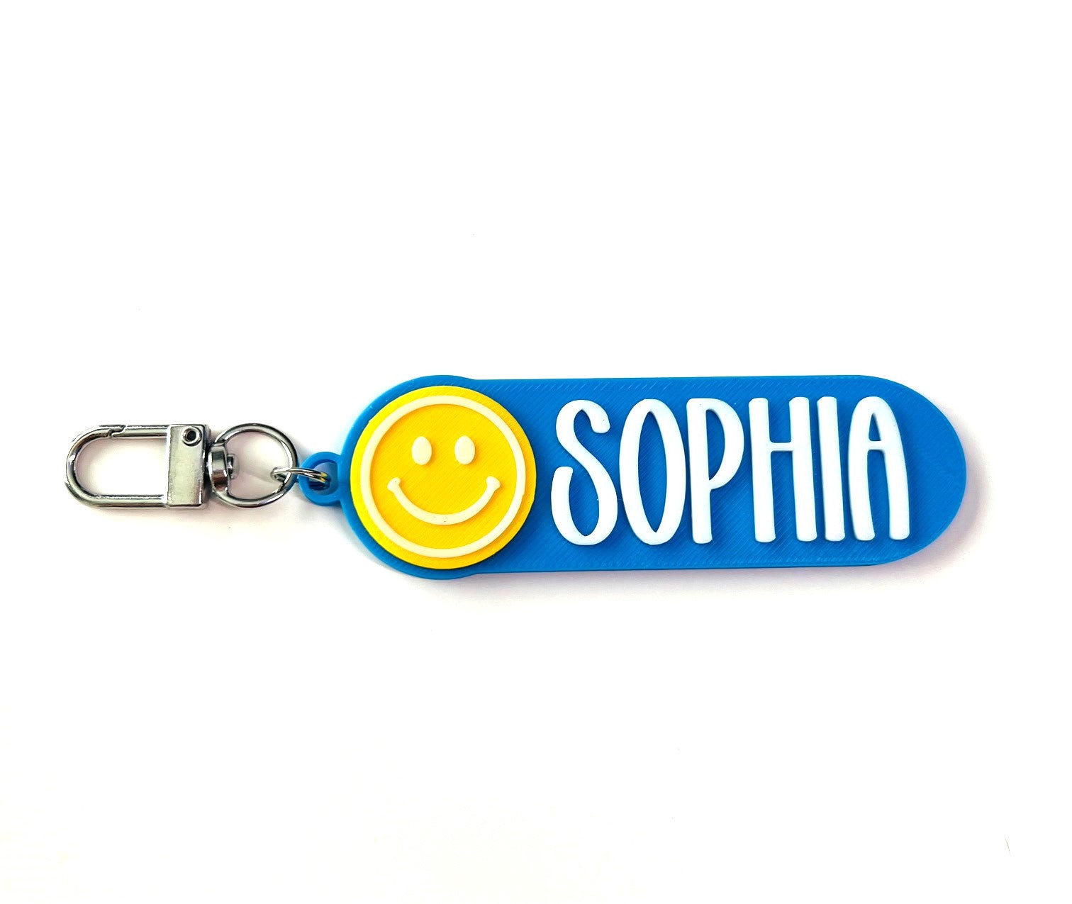 Custom Smily face Keychain, Keyring, Bag Tag, Name Tag, 3D Printed