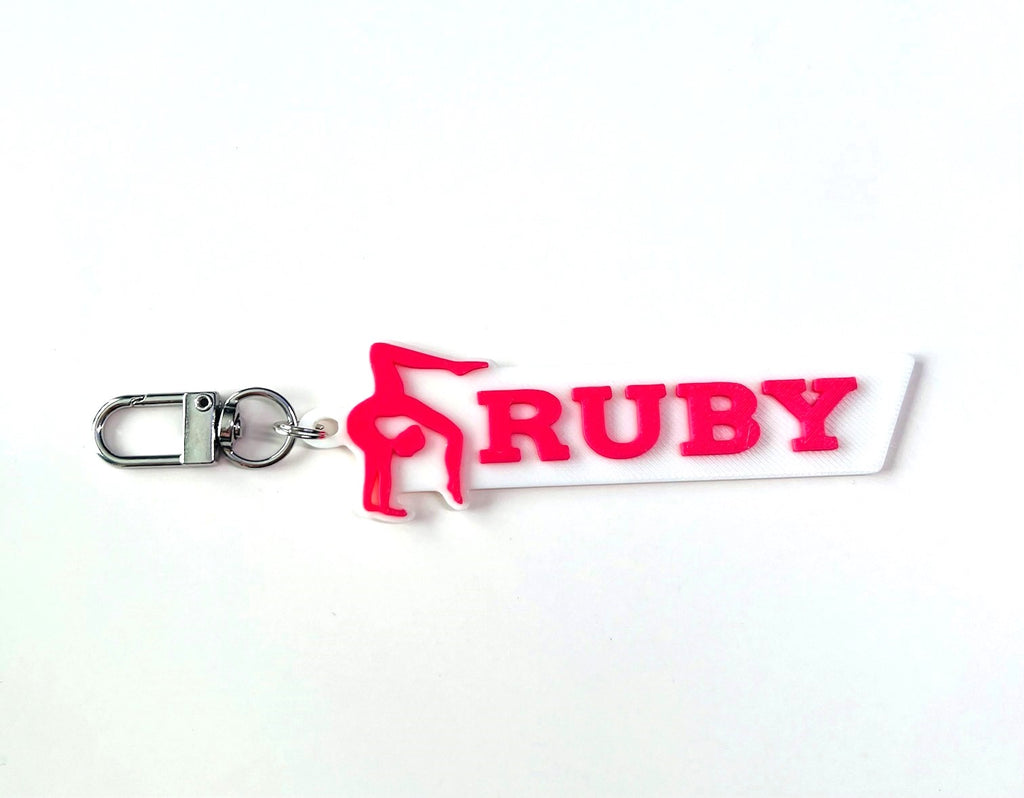 Custom Gymnastics, Gymnast Keychain, Keyring, Bag Tag, Name Tag, 3D Printed