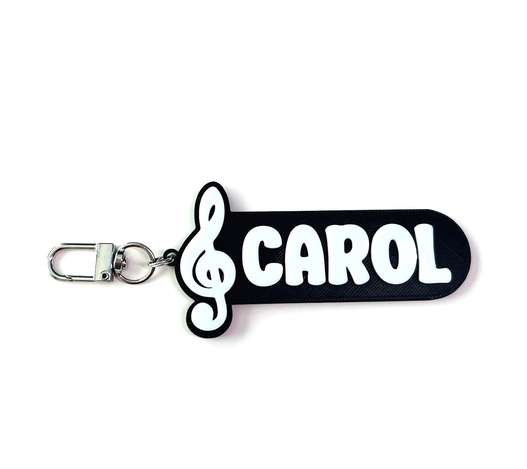 Personalized Treble clef Keychain, Keyring, Bag Tag, Name Tag, 3D Printed