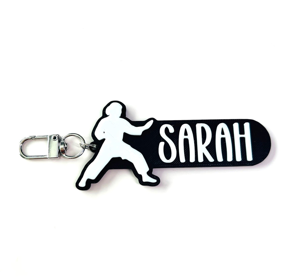 Personalized Karate girl, taekwondo girl Keychain, Keyring, Bag Tag, Name Tag, 3D Printed